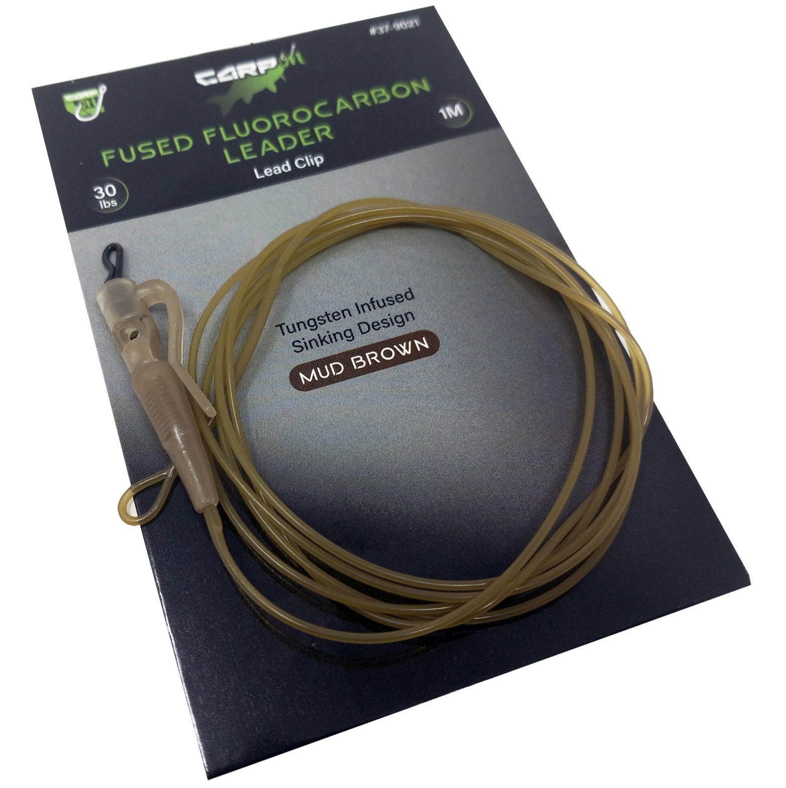 Carp On Brown Lead Clip 1M Fused Carp Leader 30lb