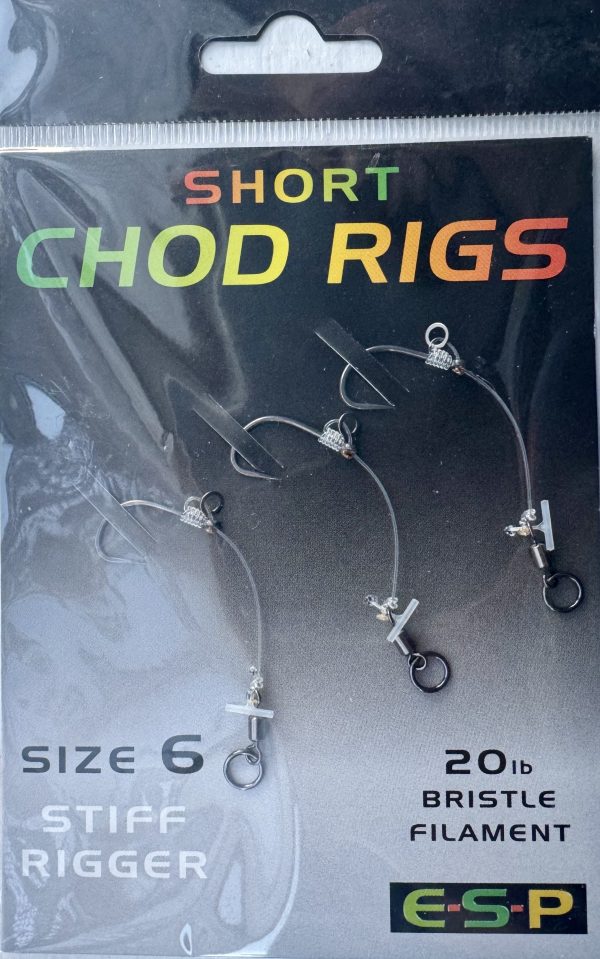 ESP Sz6 Barbed Short Chod Rigs Stiff Rigger to 20lb 3 pack