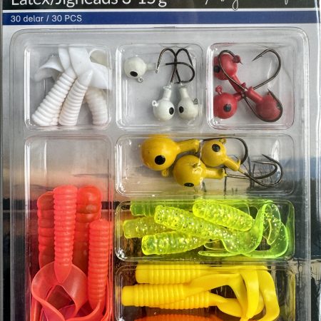 Fladen 20-7079 30 piece latex/jigheads 3-15g Blister pack of 21 lures & 9 jigheads
