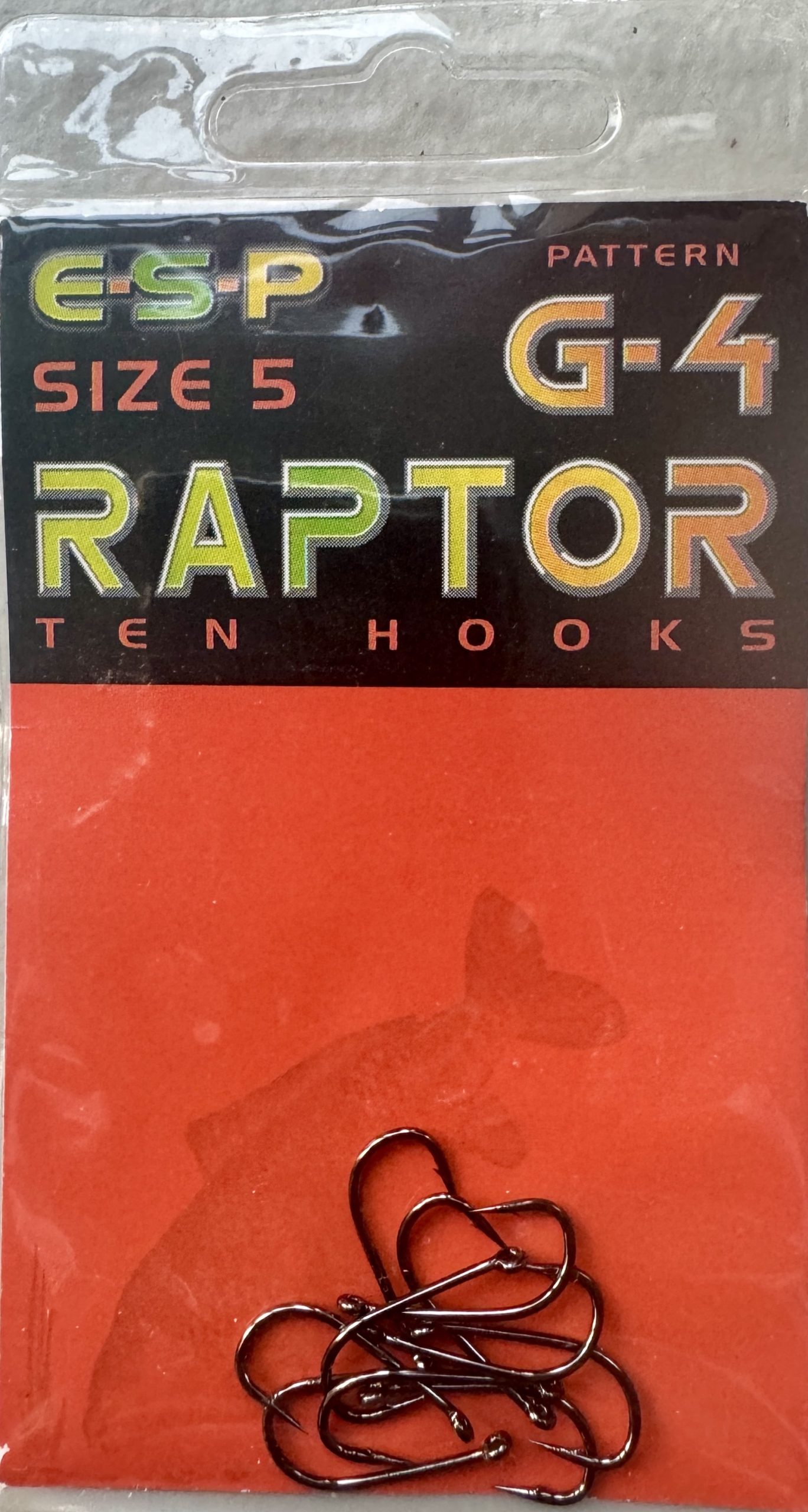 ESP SIZE5 G-4 RAPTOR TEN HOOKS MICRO BARB - 10 HOOKS PER PACK