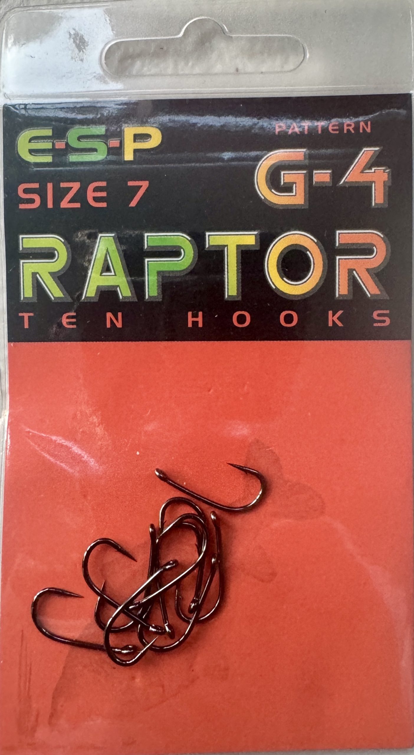 ESP SIZE7 G-4 RAPTOR TEN HOOKS MICRO BARB - 10 HOOKS PER PACK
