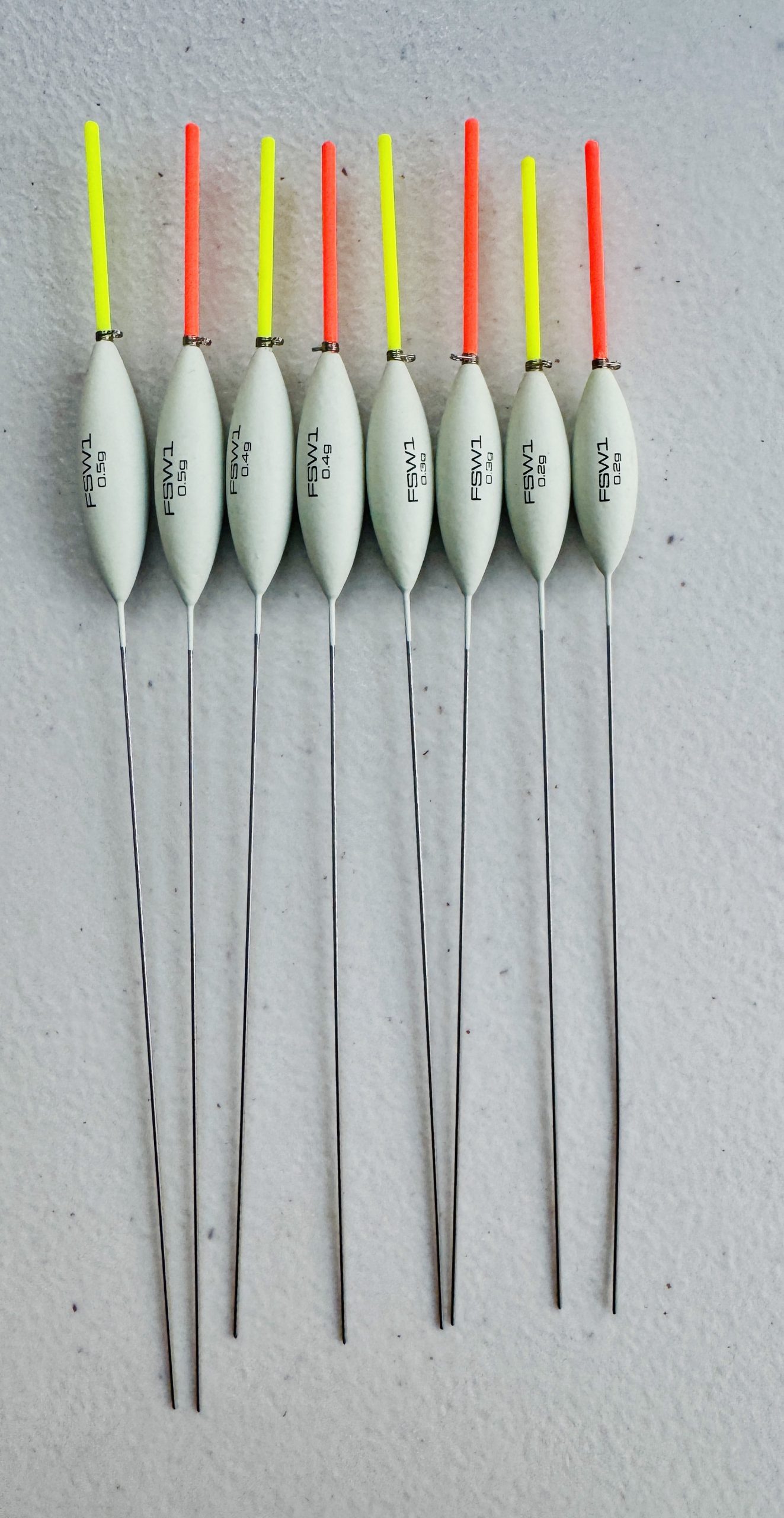 Image of Frenzee FXT Slim Pole Floats in 4 sizes with Orange & Yellow tips