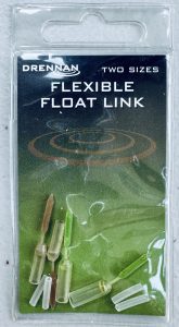 Image of retail packs of fishing tackle - Drennan Flexible Float Link Connectors, they come in 2 sizes and 2 colours with 4 links per pack.