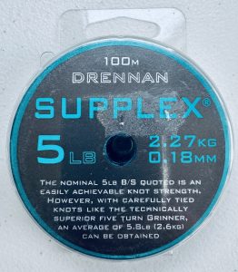 Image of a retail pack of fishing tackle – Drennan Supplex 5lb 100m Line.