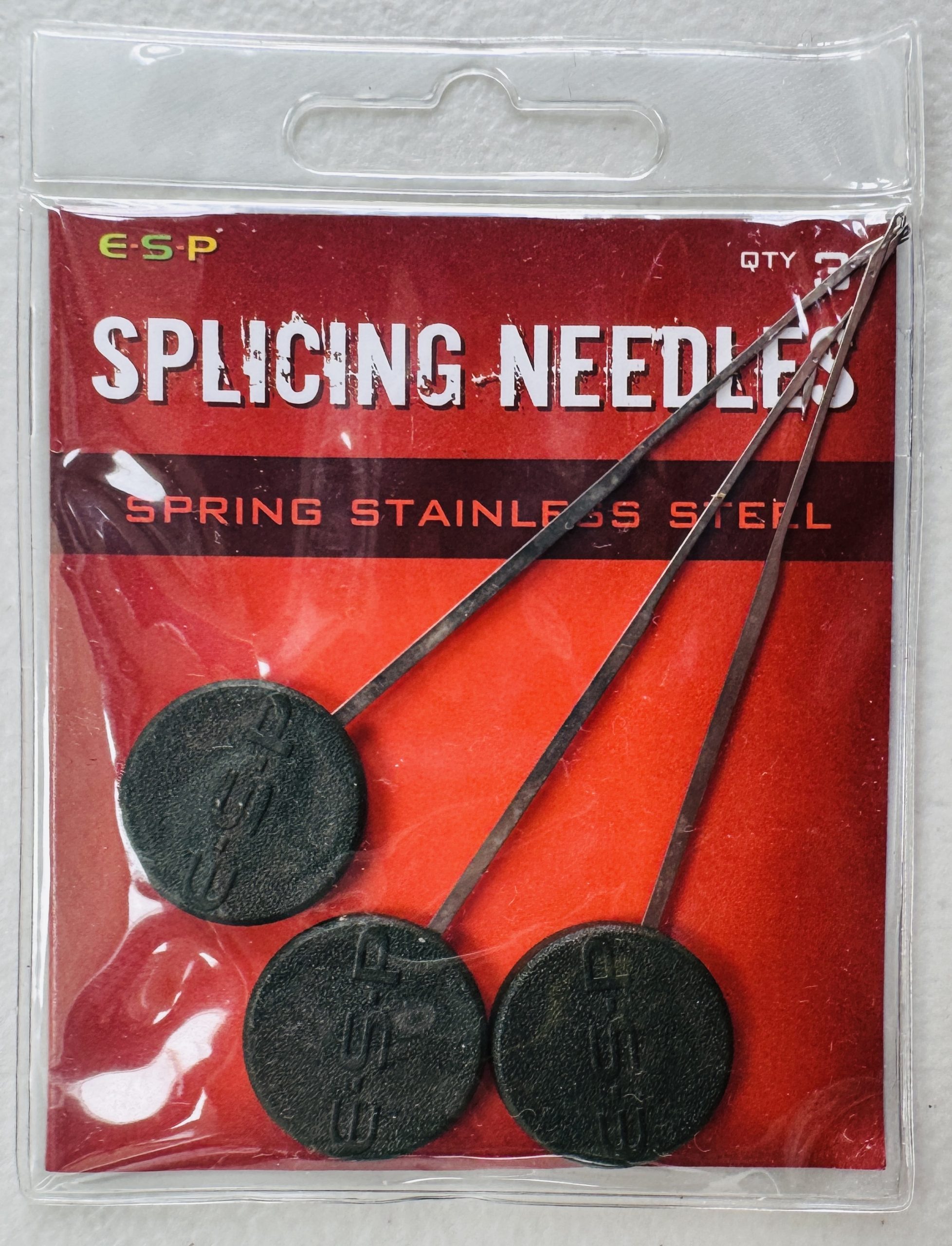Image of a retail pack of fishing tackle – ESP Splicing Needles are available in packs of 3.