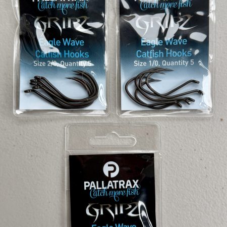 Image of 3 packs of Gripz Eagle Wave Catfish Hooks in Size 1, Size 1/0 and Size 2/0